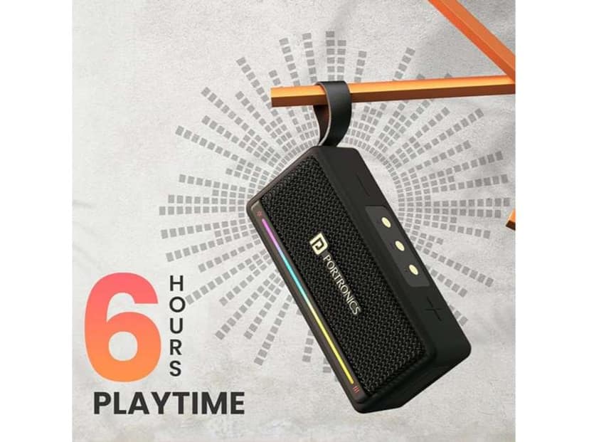 Portronics Harmony Mini 25W HD Premium Portable Bluetooth Speaker with Subwoofer, EQ Adjustment, 6 Hours Playtime, in-Built Mic,TWS Mode,RGB Lights, Bluetooth V5.3, Type C Fast Charging view 2