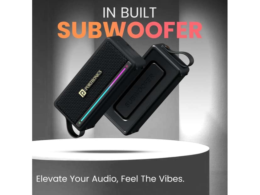 Portronics Harmony Mini 25W HD Premium Portable Bluetooth Speaker with Subwoofer, EQ Adjustment, 6 Hours Playtime, in-Built Mic,TWS Mode,RGB Lights, Bluetooth V5.3, Type C Fast Charging view 3