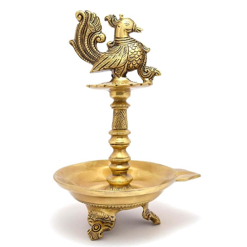 Brass Bird Oil Diya Stand Small Size - Compact Oil Lamp for Temple Use, Height : 12 Inch (BSMAS1207 A) view 2