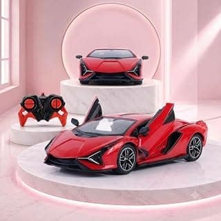Popsugar Door Opening Remote Control Car|Rechargeable 1200mAh Lithium Battery|C-Type Charging|75-Min Runtime|2.4G Long Range Remote (100+ ft)|HighSpeed RC Car|Gift for Kids|Made in India (Red)