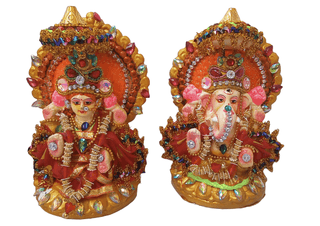 Exclusive Terracotta Designer Ganesh Lakshmi Idol for Deepawali & All Worship