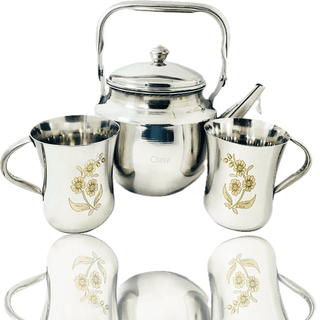 Stainless Steel Tea Kettle 1 Ltr With 2 Laser Printed Cup