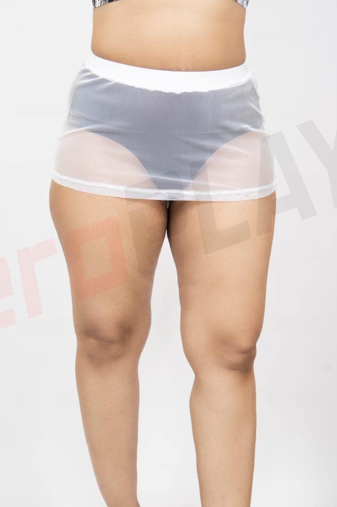 White Mini Mesh Tube Skirt Sheer Material Perfect for Beach or Date Night view 4