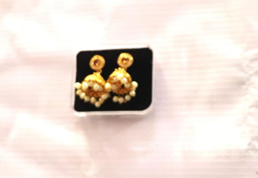 Pearl and gold jhumka earrings view 2