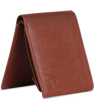 HRFSTAR PU Solid Men's Regular Wallet With 8 Slots For Card ( Tan , Pack of 1 )