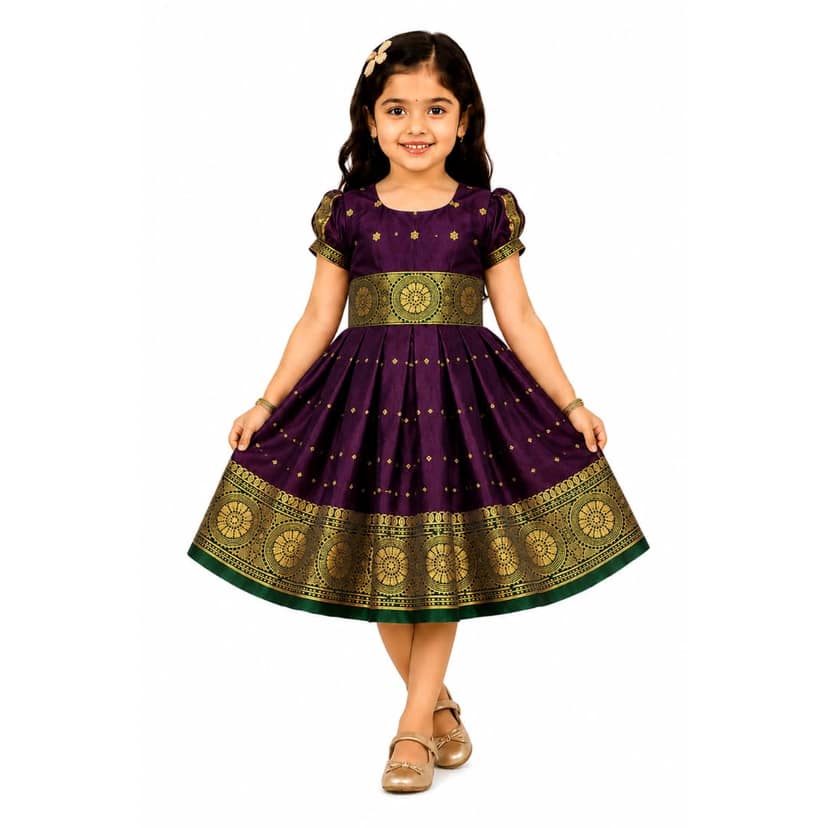Mom and Me Baby Girl Satin Frock for Parties, Birthdays & Weddings | Elegant Toddler Dress with Balloon Sleeves & Zipper Closure | Age 0-2 Years (in, Age, 0 Months, 3 Months, Wine)