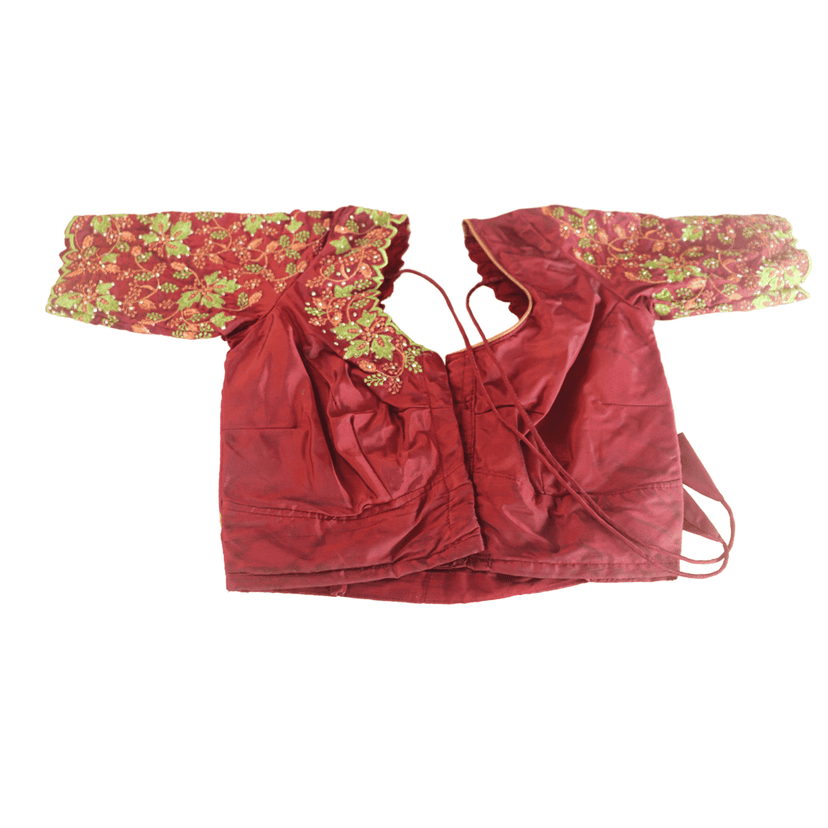 Maroon Color Embroidery Work Readymade Saree Blouse view 2