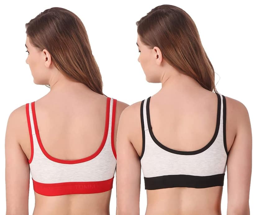 Fashion Bones- Women Cotton Blend Non Padded Full Coverage Sports Bra Pack of 2 view 2