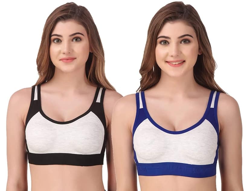 Fashion Bones- Women Cotton Blend Non Padded Full Coverage Sports Bra Pack of 2 view 5