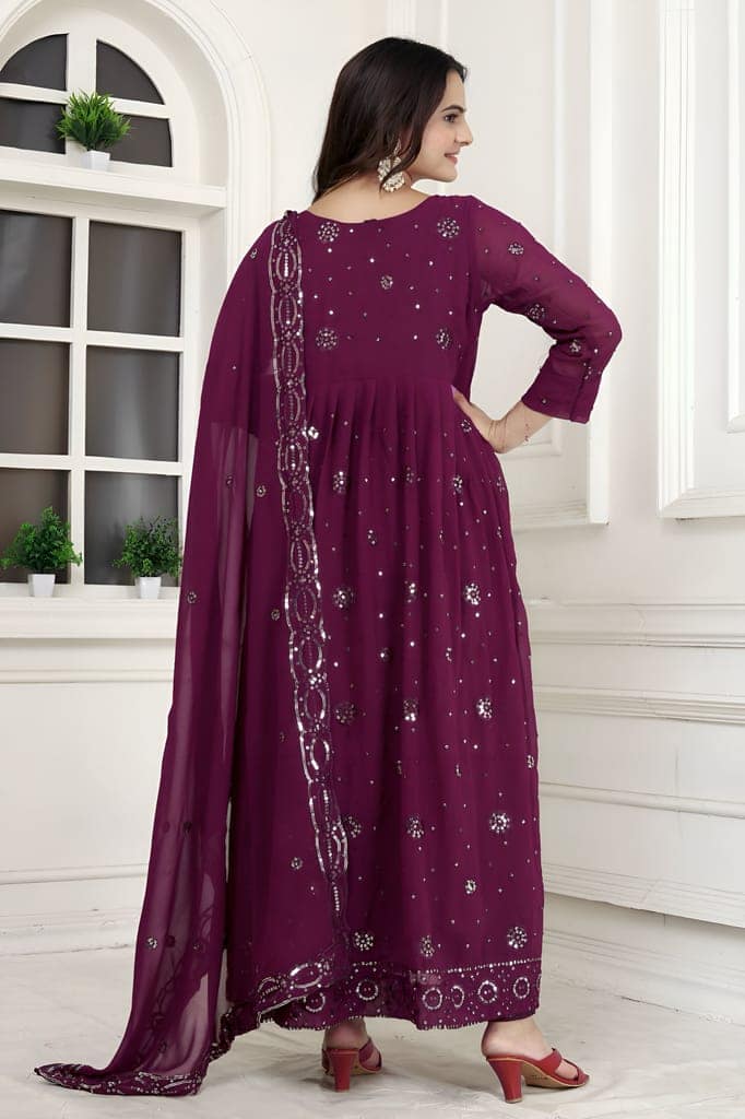 Black Purple Ready to wear indian salwar kameez Dupatta for women anarkali designer pakistani dresses Festival 3 piece view 3