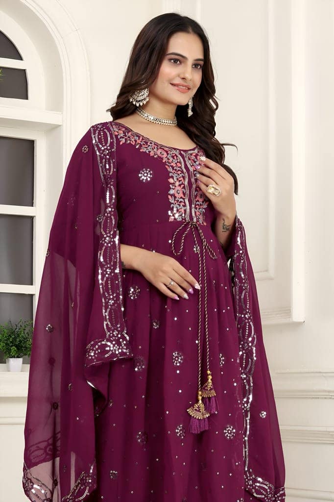 Black Purple Ready to wear indian salwar kameez Dupatta for women anarkali designer pakistani dresses Festival 3 piece view 6