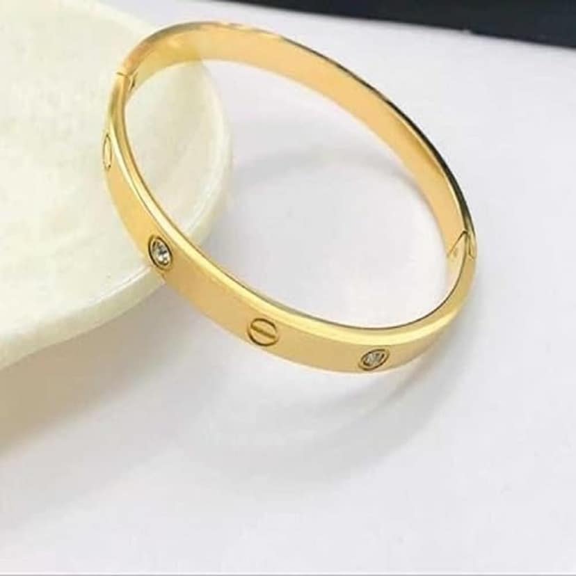 Classic Stainless Steel Love Band Bracelet | Anti-Tarnish, Cubic Zirconia Studded Bangle Kada | Latest Stylish Gifts for Women and Girls