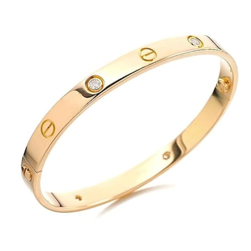 Classic Stainless Steel Love Band Bracelet | Anti-Tarnish, Cubic Zirconia Studded Bangle Kada | Latest Stylish Gifts for Women and Girls view 2