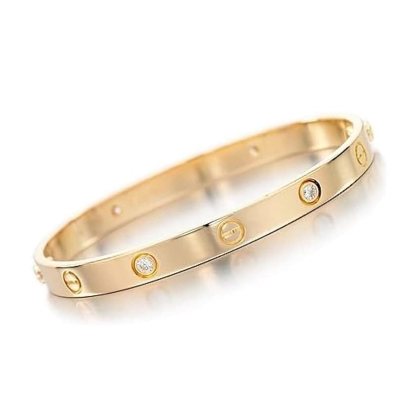 Classic Stainless Steel Love Band Bracelet | Anti-Tarnish, Cubic Zirconia Studded Bangle Kada | Latest Stylish Gifts for Women and Girls view 4