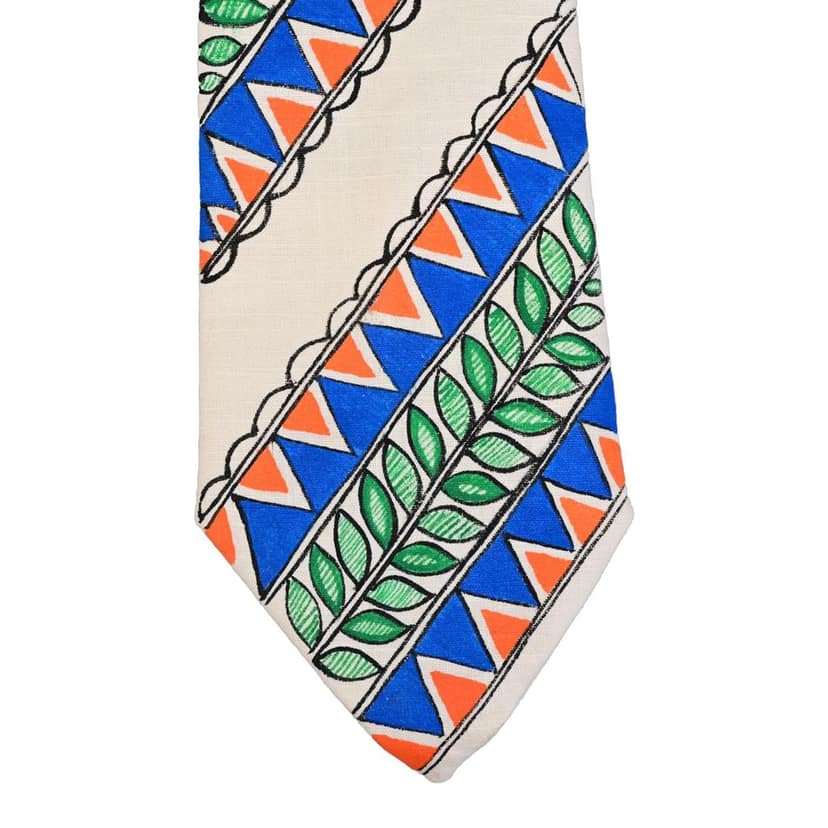 Pure Cotton Handmade madhubani Tie Multi Colour Elegance for Formal and Business Wear, Handcrafted, Handpainted SH (Size standard) view 3