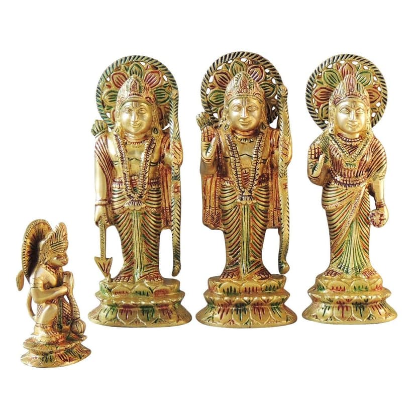 Brass Ram Darbar Statue for Home Mandir | Decorative Brass Idol, Height : 9.2 Inch (BSMAS1380 D) view 2