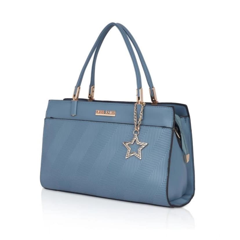 Generic Women's Faux Leather Textured Adjustable Long Belt Handbag (Blue) view 2