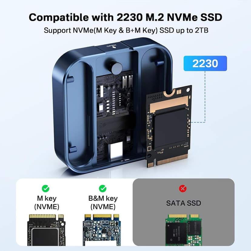 ACASIS 2230 SSD Enclosure with Magsafe for iPhone 15 Pro Max ProRes, 10Gbps USB C 3.2 Gen2, Aluminum body, Support M-Key B+M Key UASP( UP to 2TB) view 7