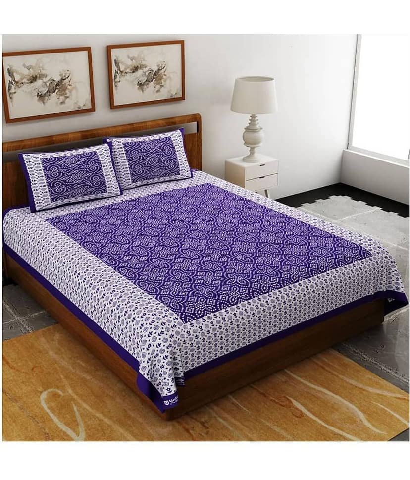 Bombay Spreads Cotton Double Bedsheet ( Blue )