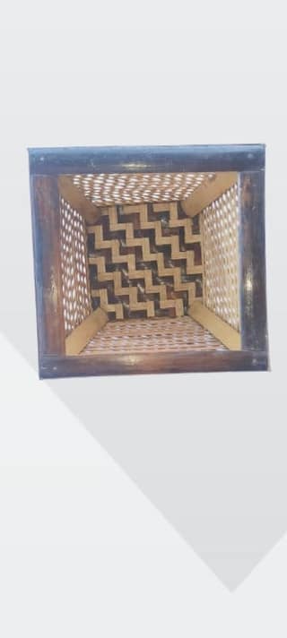 Handcrafted Wicker and Wood Storage Basket