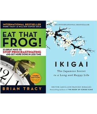 kigai: (Hardcover) The Japanese secret to a long and happy life+Eat That Frog!: 21 Great Ways to Stop Procrastinating and Get More Done in Less Time(Set of 2books)