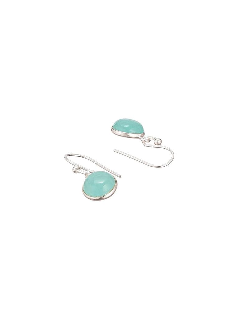925 Sterling Silver Mint Green Aqua Stone Studded Minimal Handcrafted Drop Earrings view 8