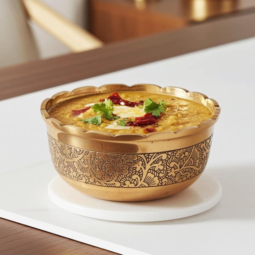 Brass Bowl Katori Flower Design (ZMAS275 A)