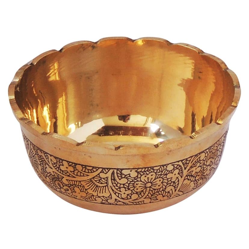 Brass Bowl Katori Flower Design (ZMAS275 A) view 2