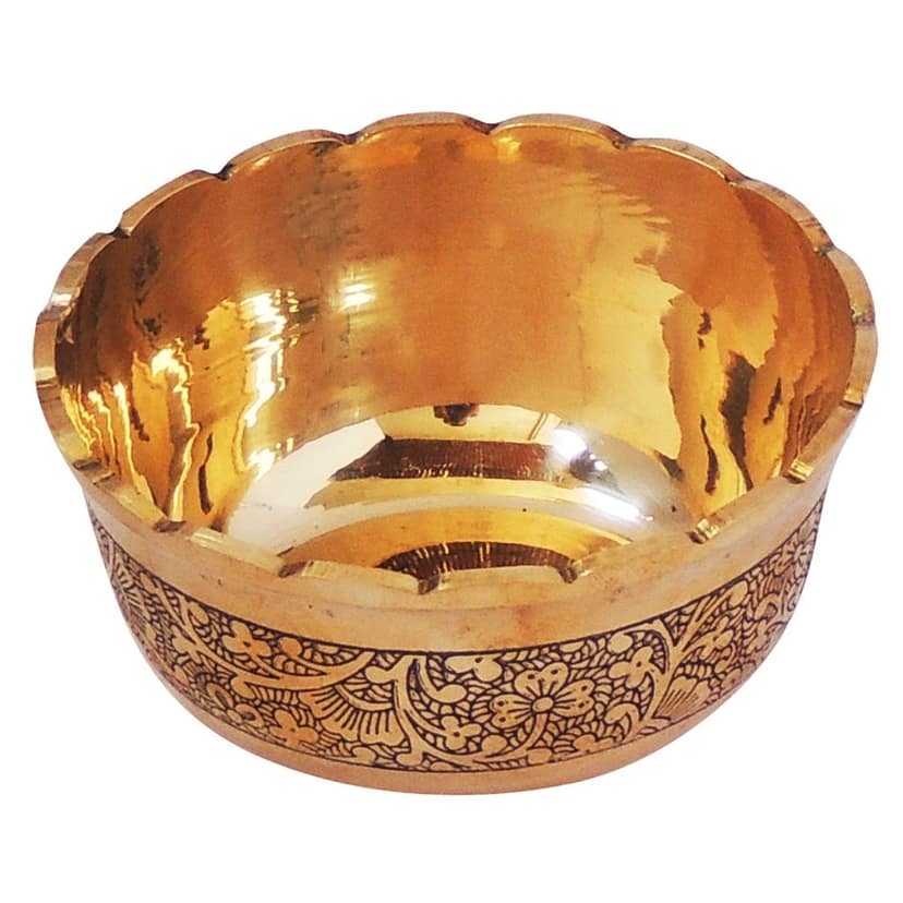 Brass Bowl Katori Flower Design (ZMAS275 A) view 3