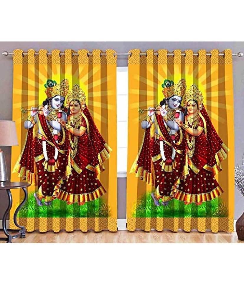 BELLA TRUE Abstract Semi-Transparent Eyelet Curtain 5 ft ( Pack of 2 ) - Multicolor