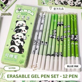 Panda Erasable Gel Pen Set - 12 Pcs