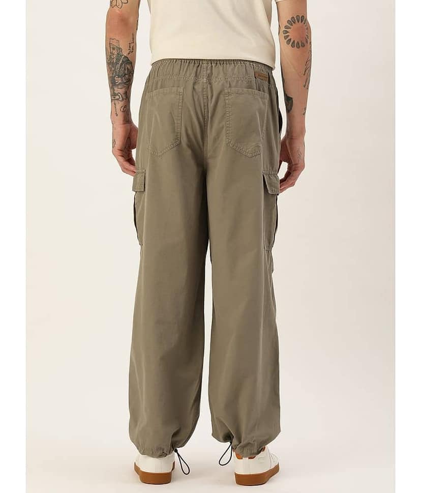 Bene Kleed Unisex Parachute Fit Cotton Cargos Trousers view 4