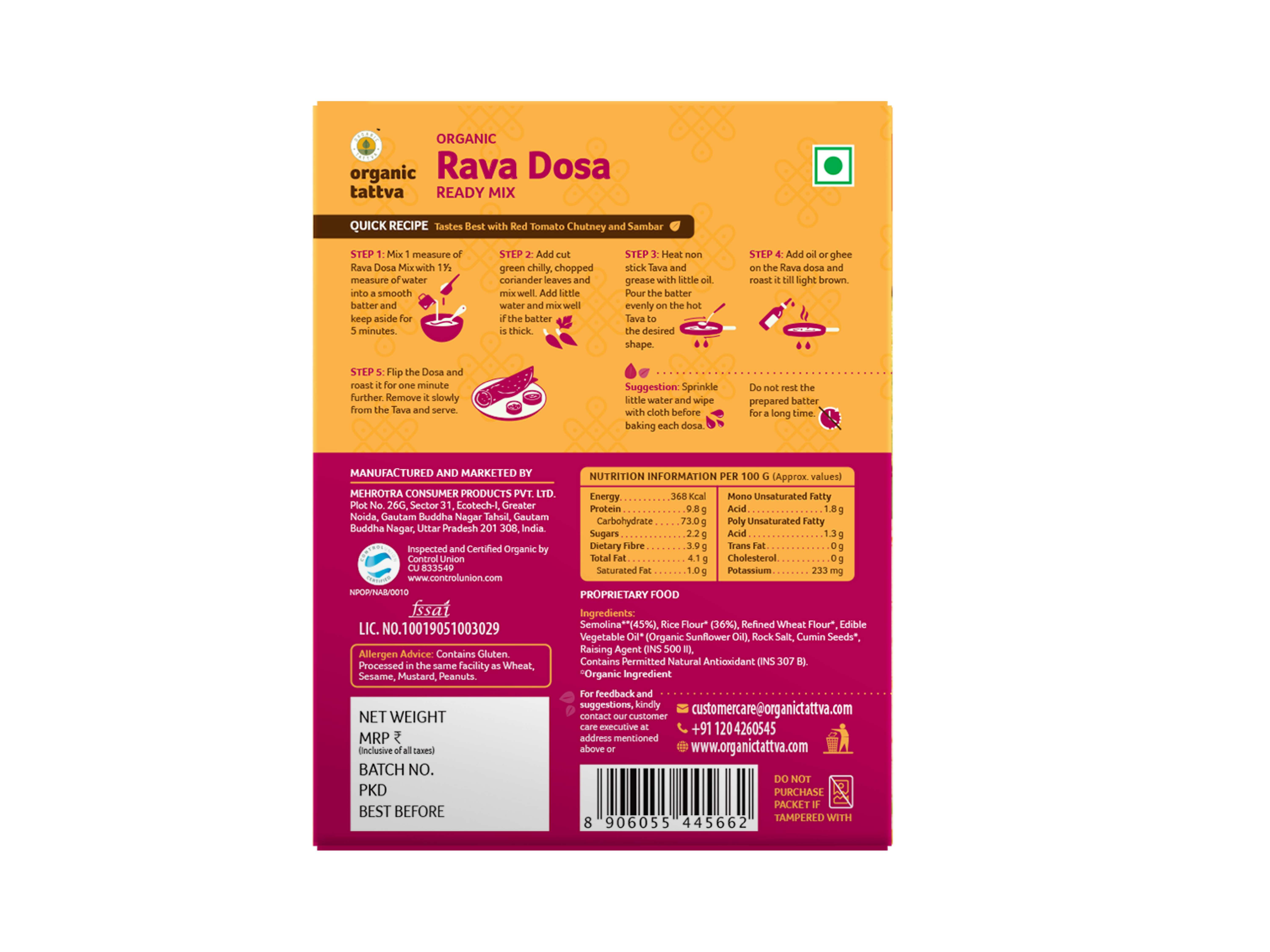 Organic Rava Dosa Ready Mix 200g view 2