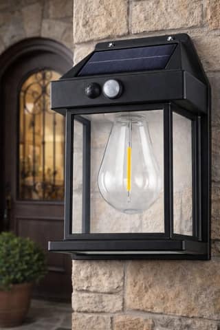 SPARKWORLD SunGard Solar Wall Lantern with Motion Sensor Vintage LED Sconce for Outdoor Pathways & Gardens | Size: 1800 mAh | Colour: Yellow
