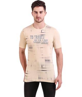 Bravezi Pack of 1 Cotton Blend Slim Fit Men's T-Shirt ( Beige )