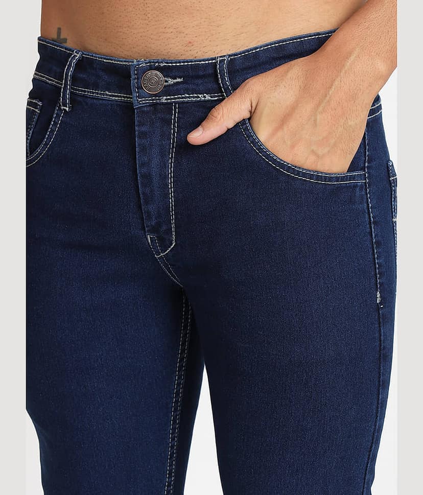 RAGZO Slim Fit Cuffed Hem Men's Jeans - Navy Blue ( Pack of 1 ) view 2
