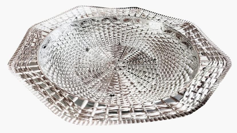 Omkar by R3 Inc. Silver Gift Basket/Bowl for Gifts Hampers | Fancy Basket | Wedding Basket for gift/fruit Packing (Pack of 2) view 2