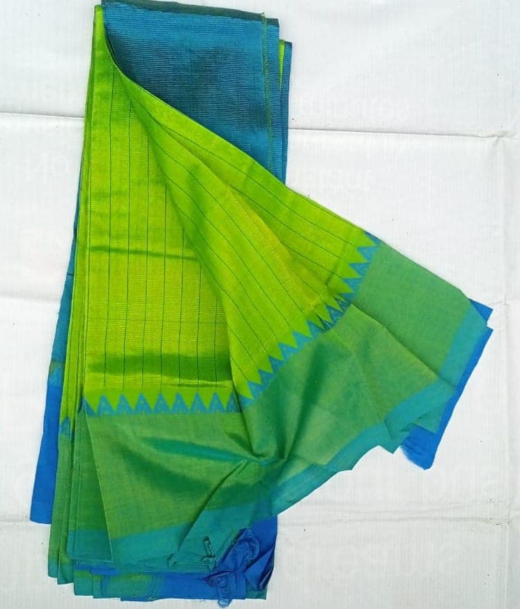 Green and Blue Magalagiri Silk Saree With Blouse view 2