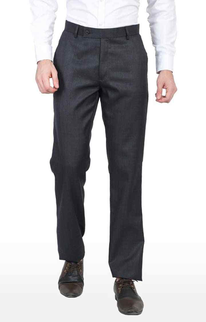TAHVO Men Grey Formal Trousers