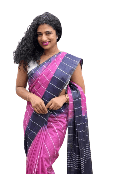 Kota Viscose Silk Saree for Women with Flag Stripe Body and Matching Blouse view 2