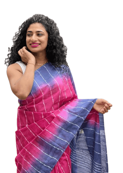 Kota Viscose Silk Saree for Women with Flag Stripe Body and Matching Blouse view 3