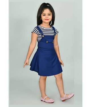 JCT DRESSES Crepe Frock For Girls ( Pack of 1 , Blue )