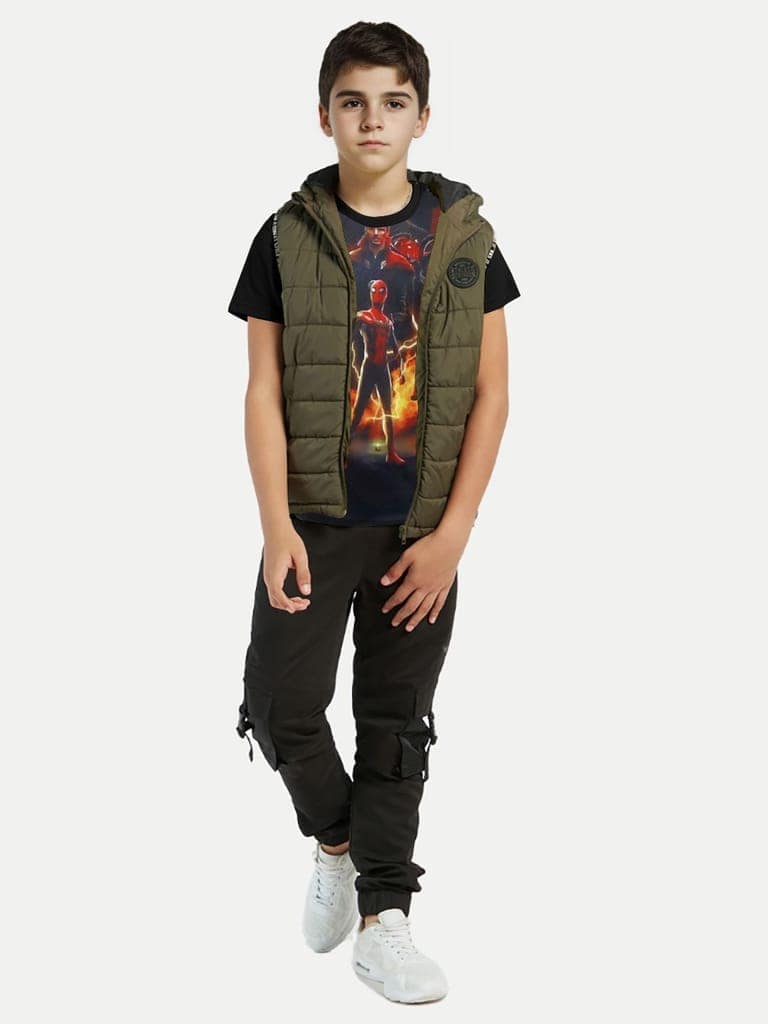 Boys Black Avengers Printed T-shirt view 3
