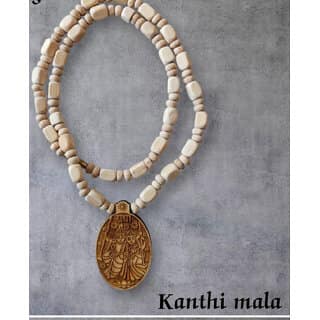 Radhe Krishna Tulsi Mala Beads Wood Necklace view 2