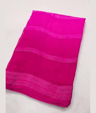 ANAND SAREES Satin Striped Saree With Unstitched Blouse Piece ( Orange )