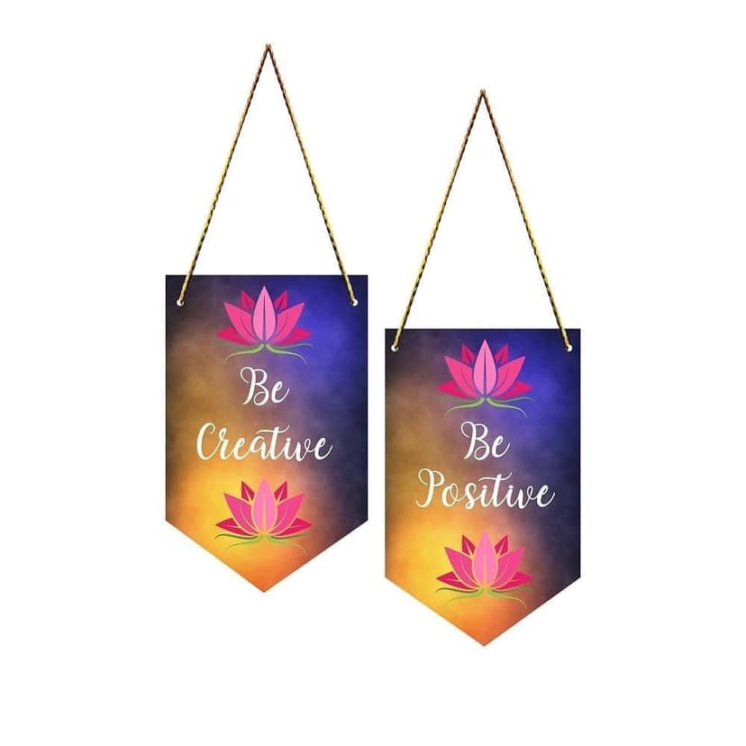 Charmor Be Creative Be Posi. Decorative Wall Hanger for Living Room | Bedroom | Office | Gift | Home Decoration | Home Decor Items (WH3513, Set of 2)