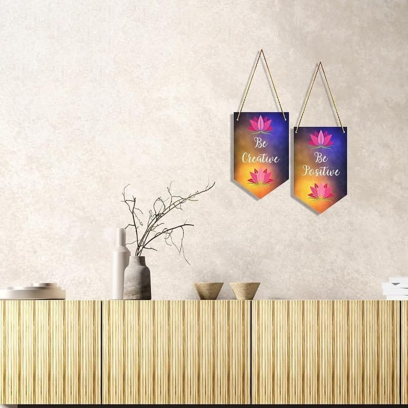 Charmor Be Creative Be Posi. Decorative Wall Hanger for Living Room | Bedroom | Office | Gift | Home Decoration | Home Decor Items (WH3513, Set of 2) view 2