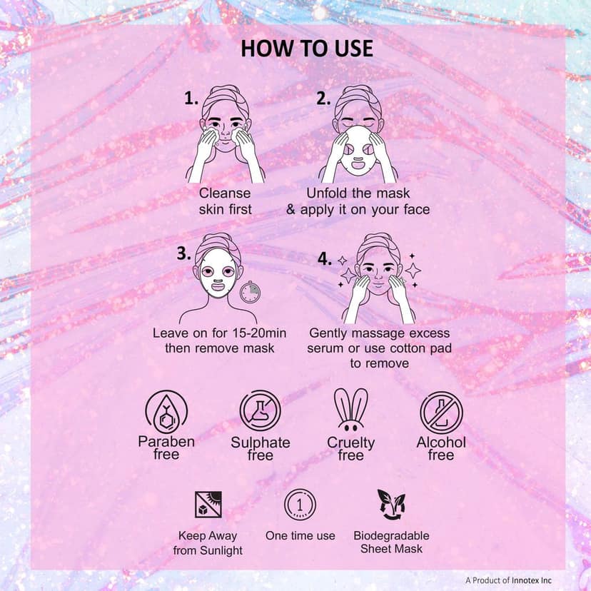 Sheet mask for glowing skin - Glow Facial Sheet Mask for Skin Brightening and Lightening Suitable All Skin Type Pack of 03 (20g Each) view 5