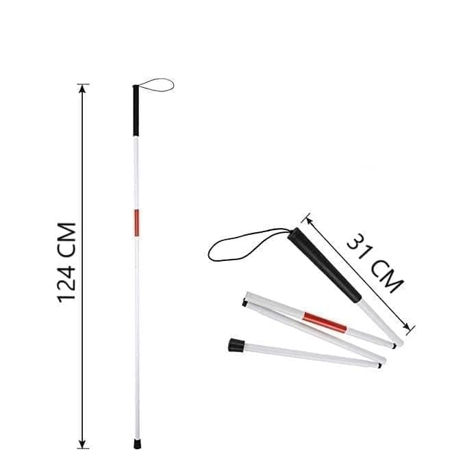 FAIRBIZPS Height Adjustment Walking Stick Blind Stick Aluminium 4 Segment Folding Blind Cane Heavy Duty Blind Stick for Unisex view 2
