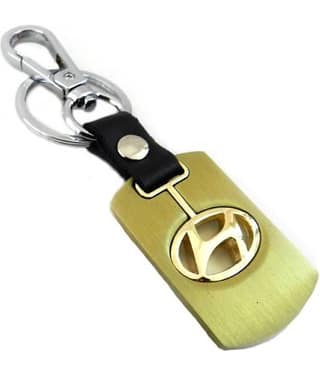 Americ Style Hyundai Golden Metal Swinging Logo Locking Locking Key Chain (Gold)